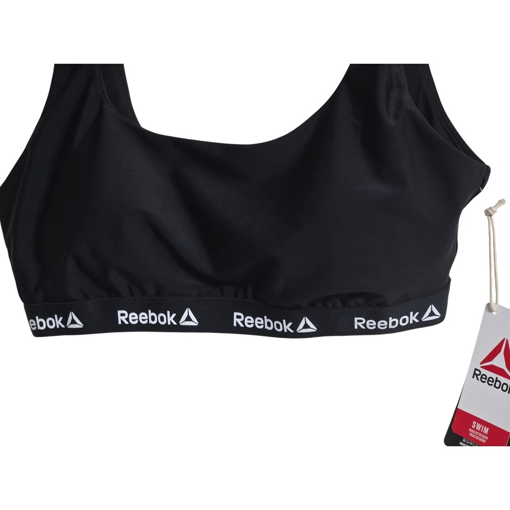 Reebok Black Sports Bra Low‎ Impact Swim Fitness Gym Workout Athleisure
